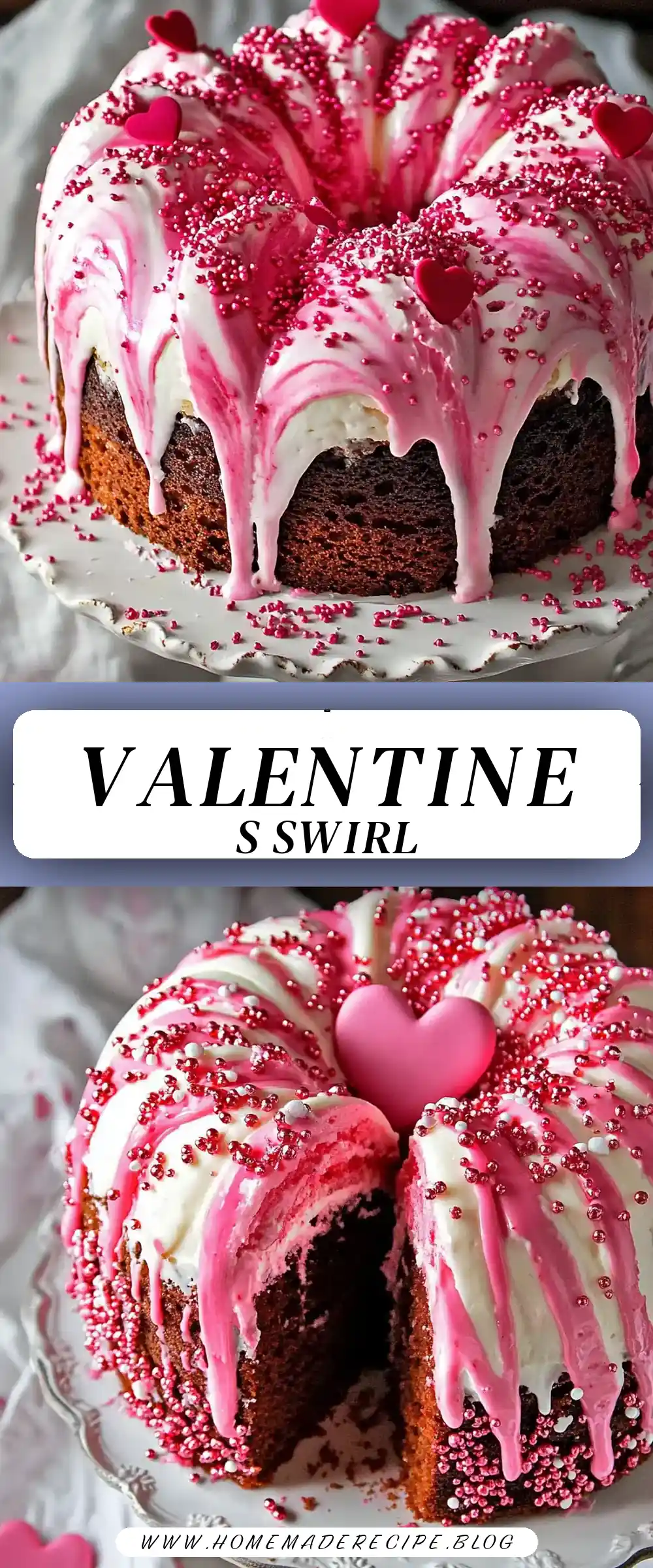 Pinterest pin (Design 3) for Valentine’s Swirl Cake