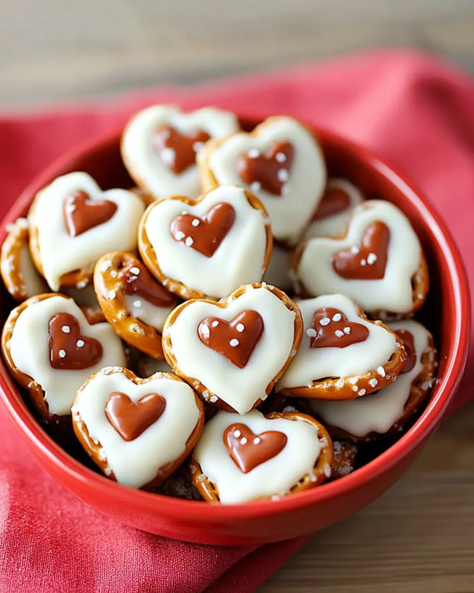 A delicious plate of White Chocolate Pretzel Hearts Recipe
