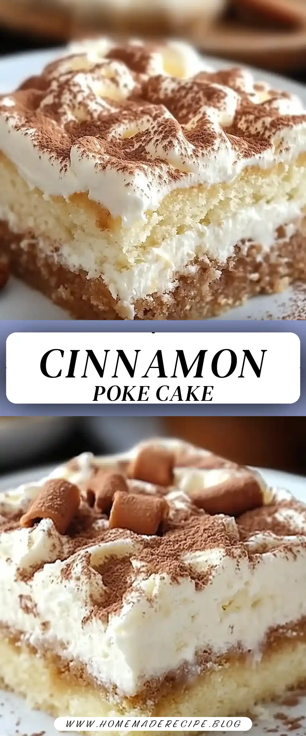 Pinterest pin (Design 3) for Cinnamon Roll Poke Cake