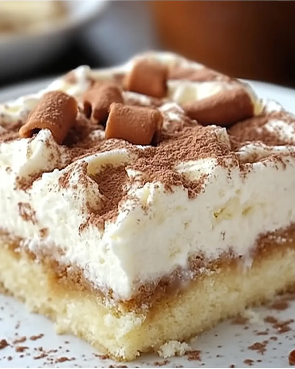 A delicious plate of Cinnamon Roll Poke Cake