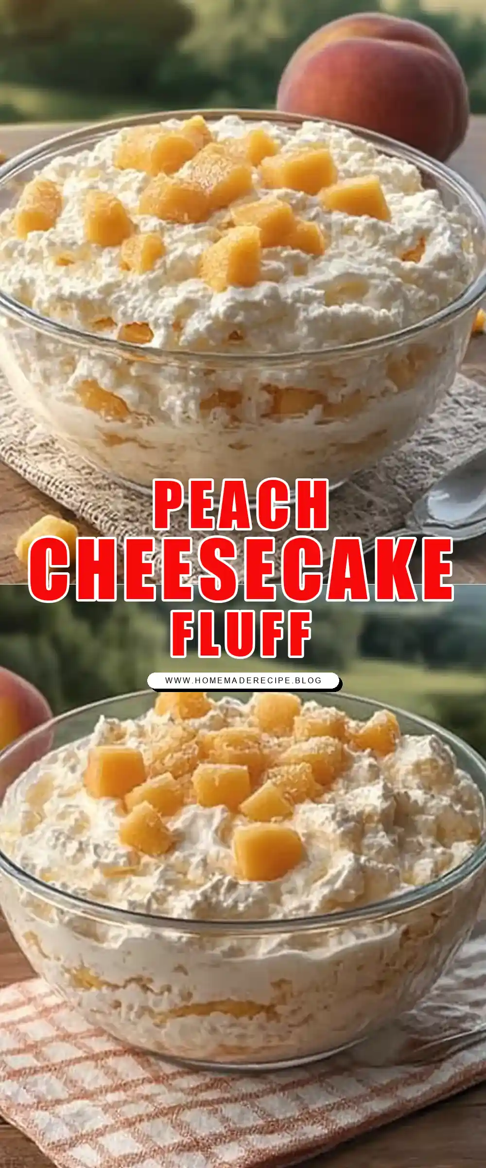 Pinterest pin (Design 1) for Peach Cream Cheesecake Fluff