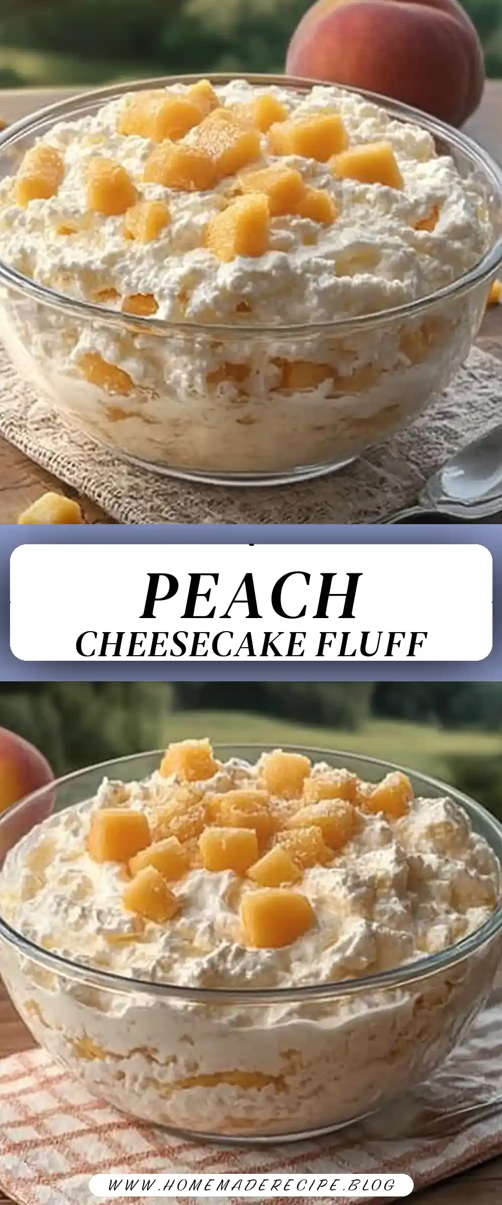 Pinterest pin (Design 3) for Peach Cream Cheesecake Fluff