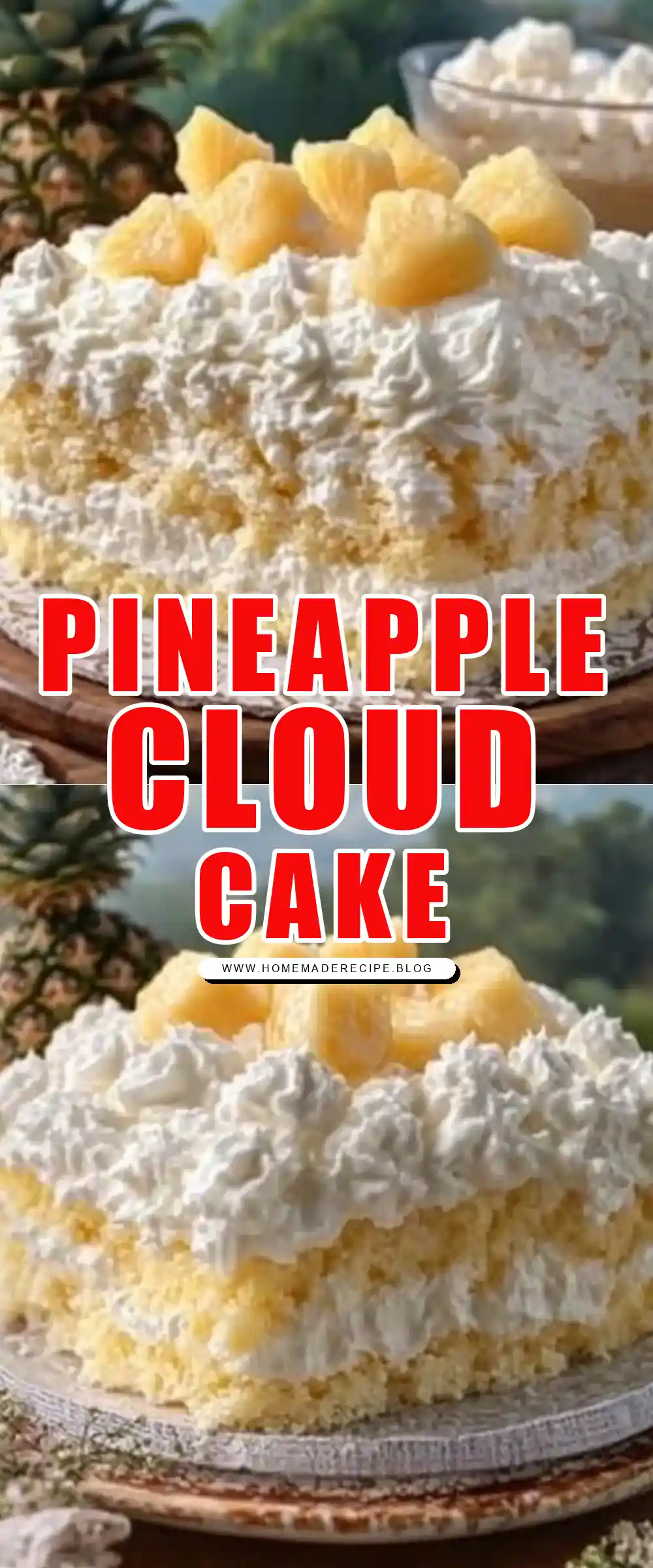 Pinterest pin (Design 1) for Pineapple Angel Cloud Cake