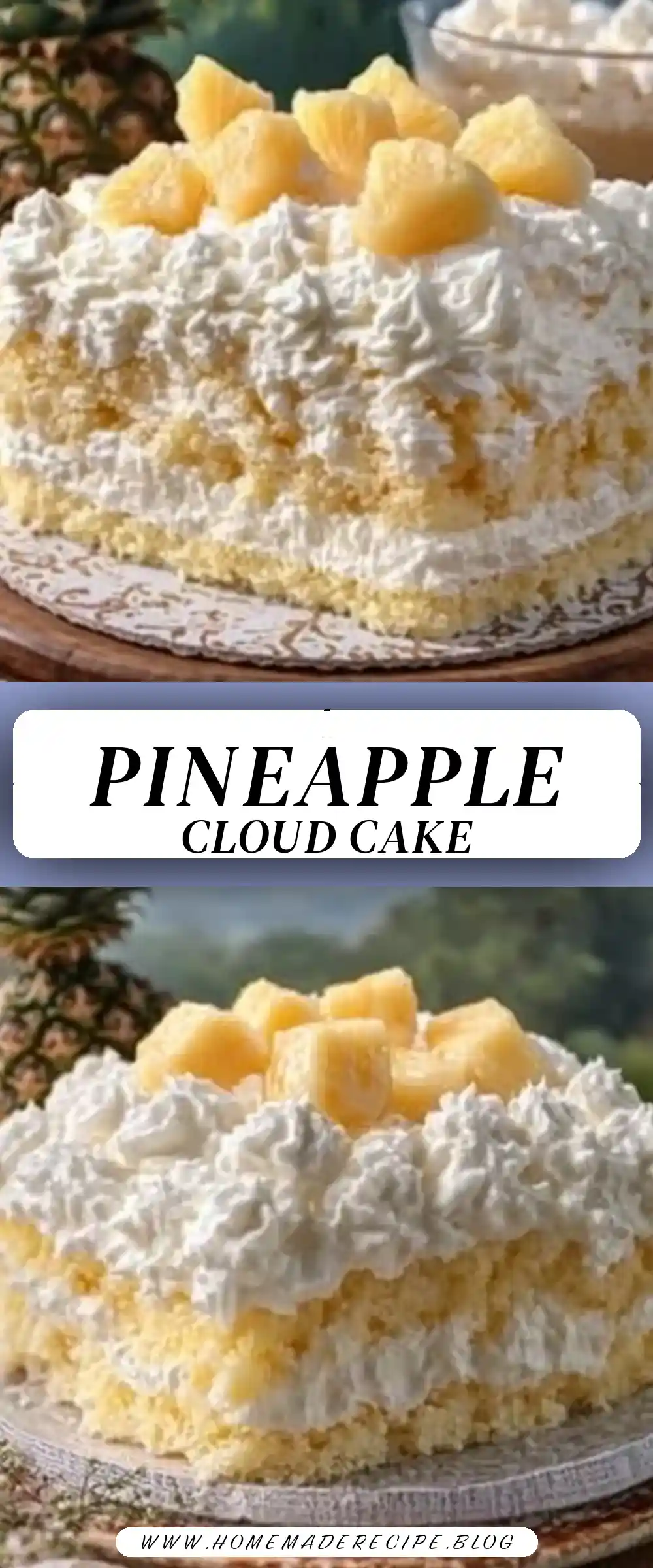 Pinterest pin (Design 3) for Pineapple Angel Cloud Cake