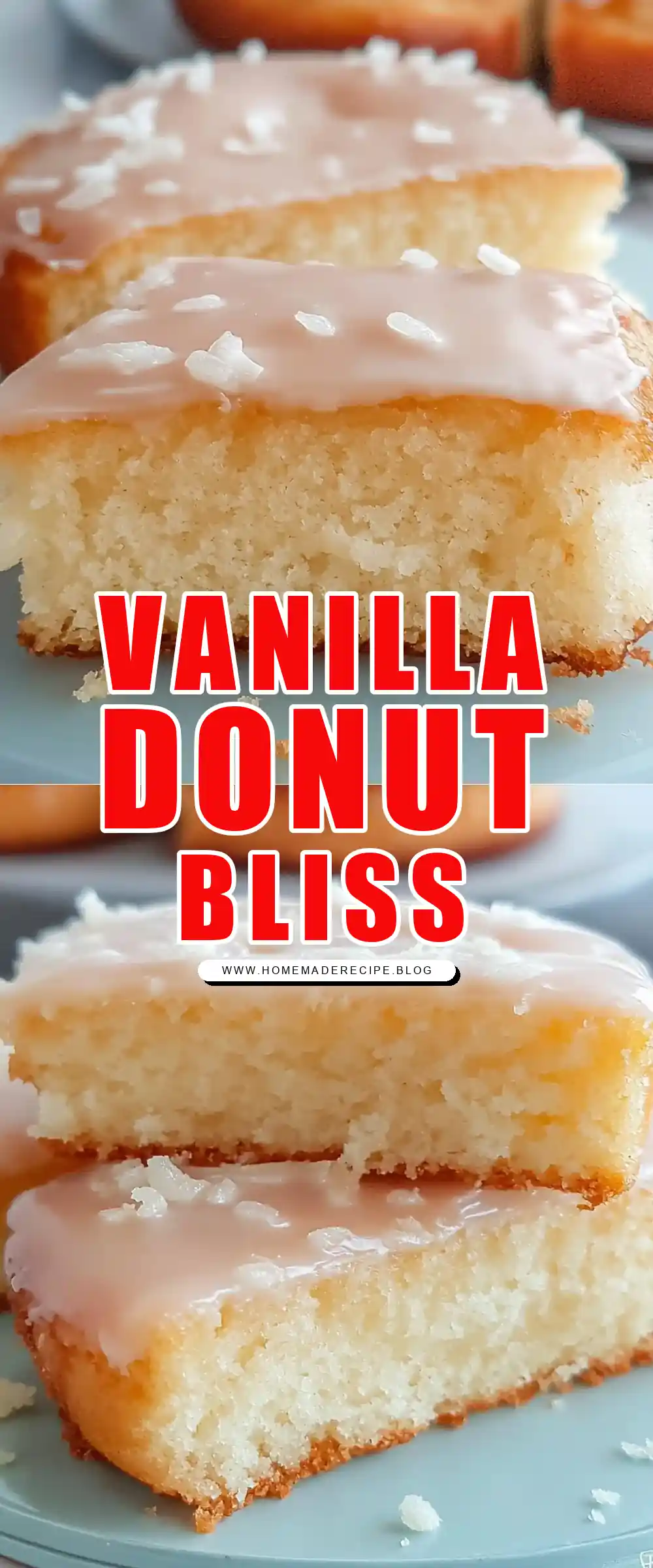 Pinterest pin (Design 1) for Soft Vanilla Donut Cake Baked