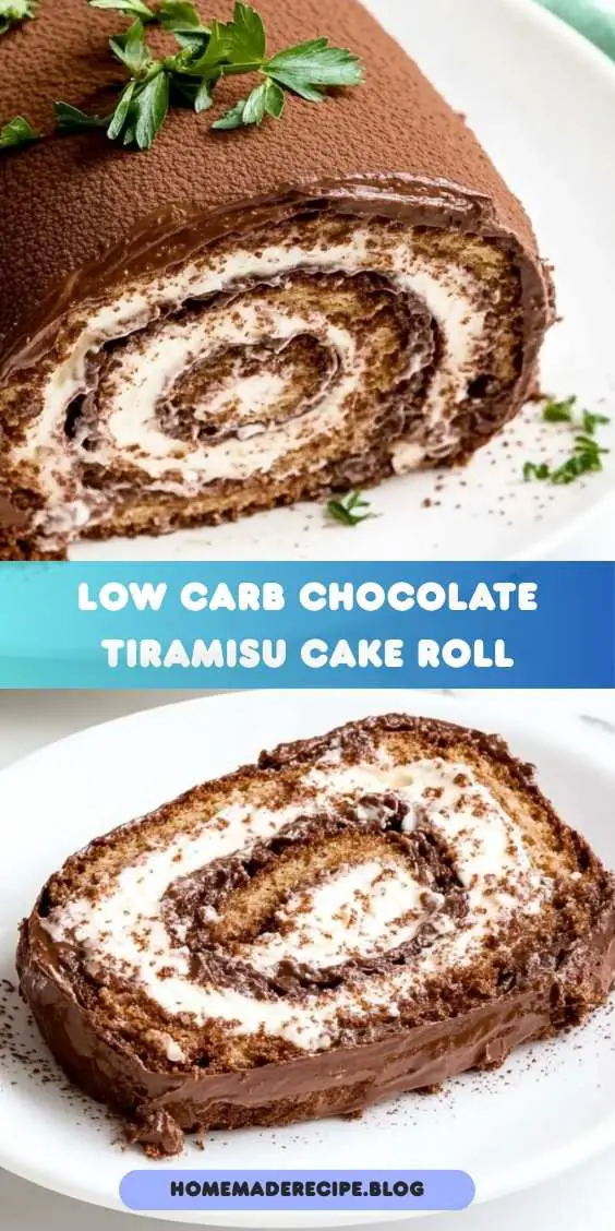Low Carb Chocolate Tiramisu Cake Roll