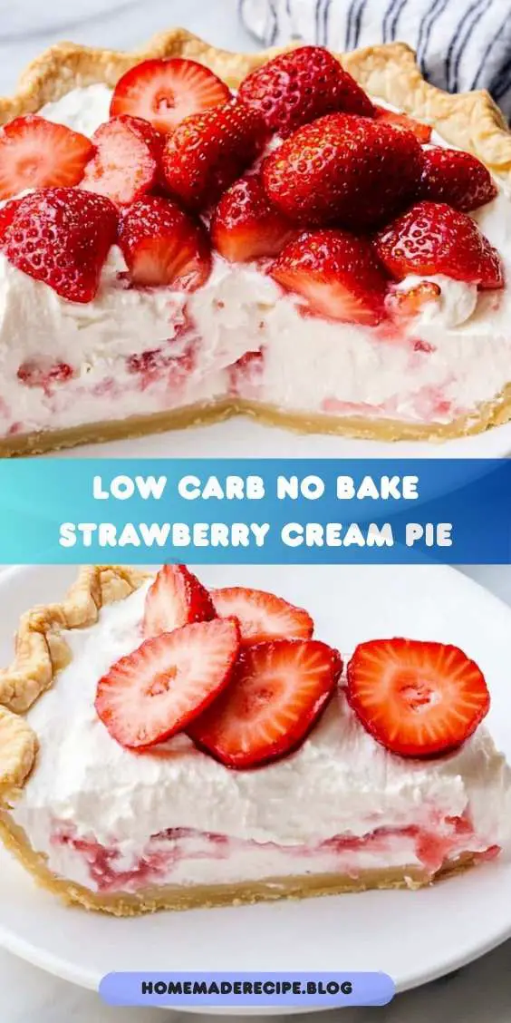 Low Carb No Bake Strawberry Cream Pie