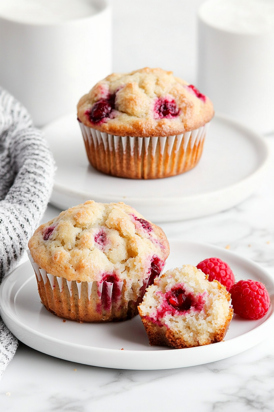 A delicious plate of Buttermilk Raspberry Muffins