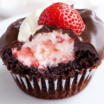 A delicious plate of Chocolate Covered Strawberry Cupcakes
