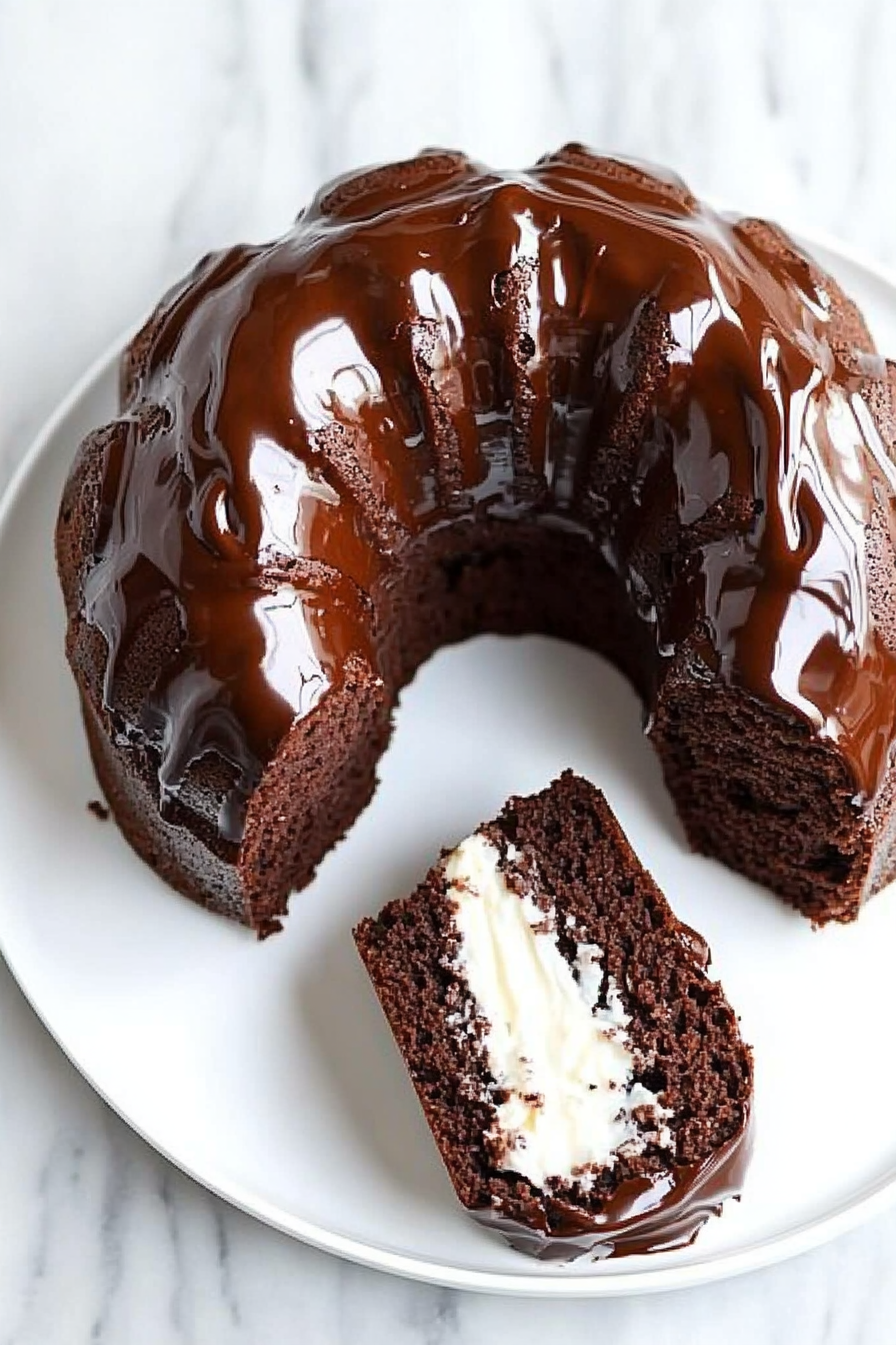 A delicious plate of Chocolate Sour Cream Bundt Cake