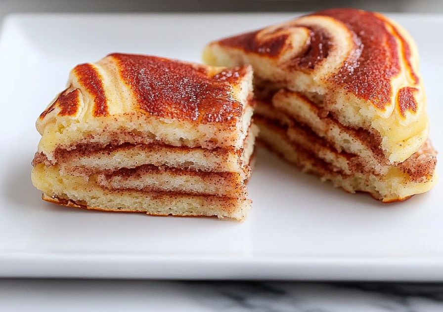 A delicious plate of Cinnamon Roll Pancakes
