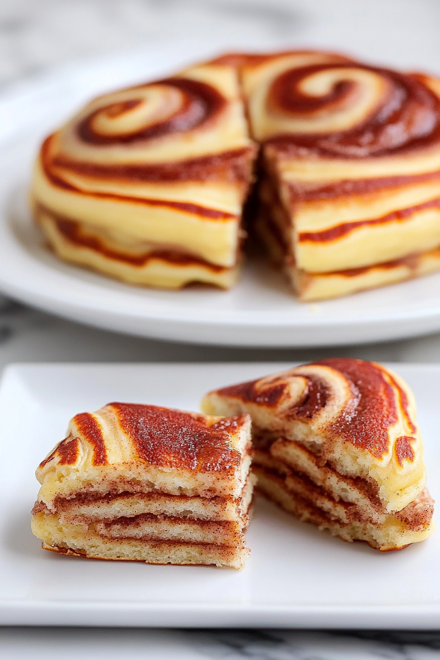 A delicious plate of Cinnamon Roll Pancakes