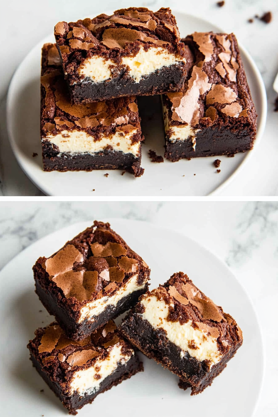 A delicious plate of Cream Cheese Brownies