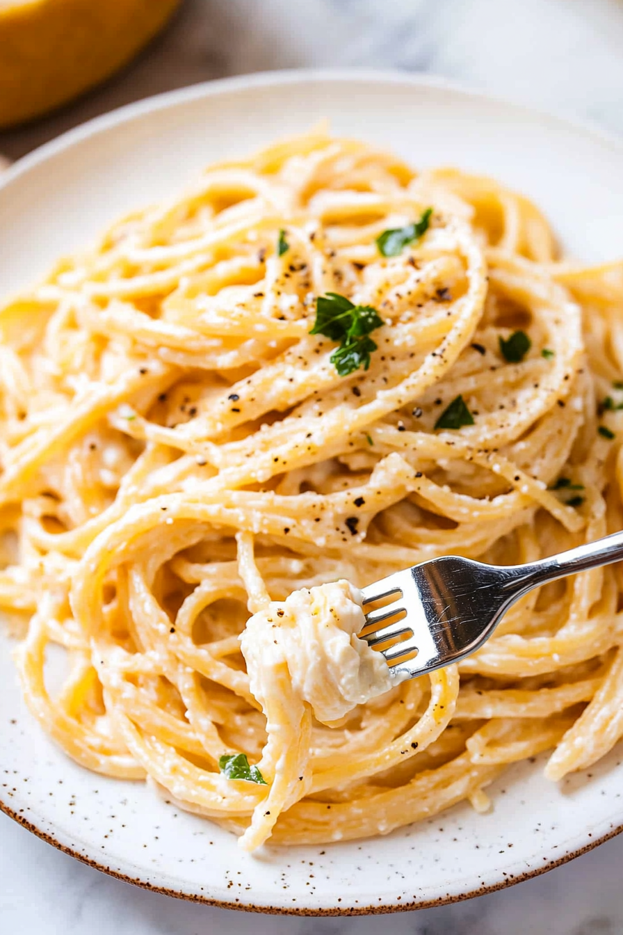 A delicious plate of Cream Cheese Pasta