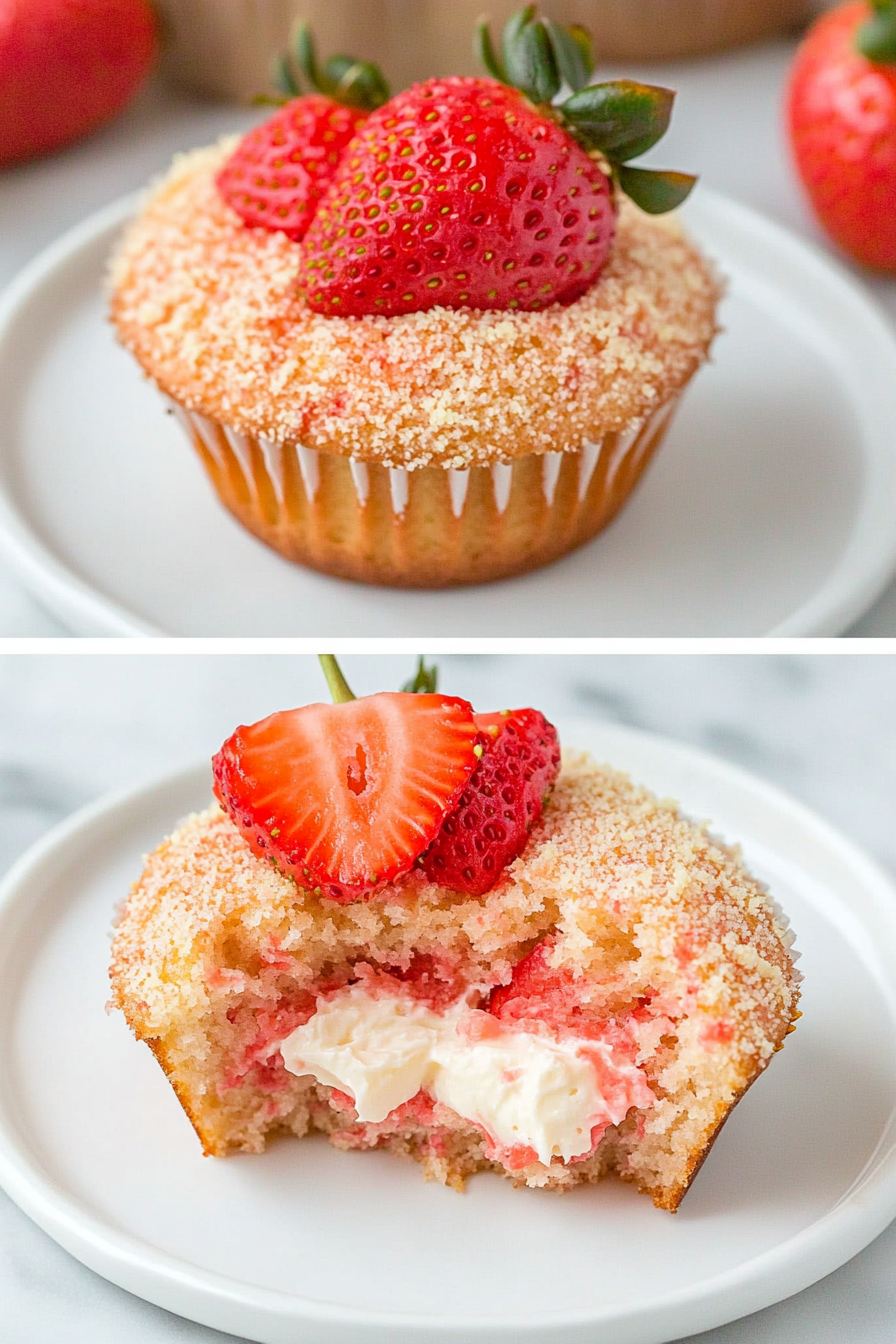 A delicious plate of Fresh Strawberry Cupcakes