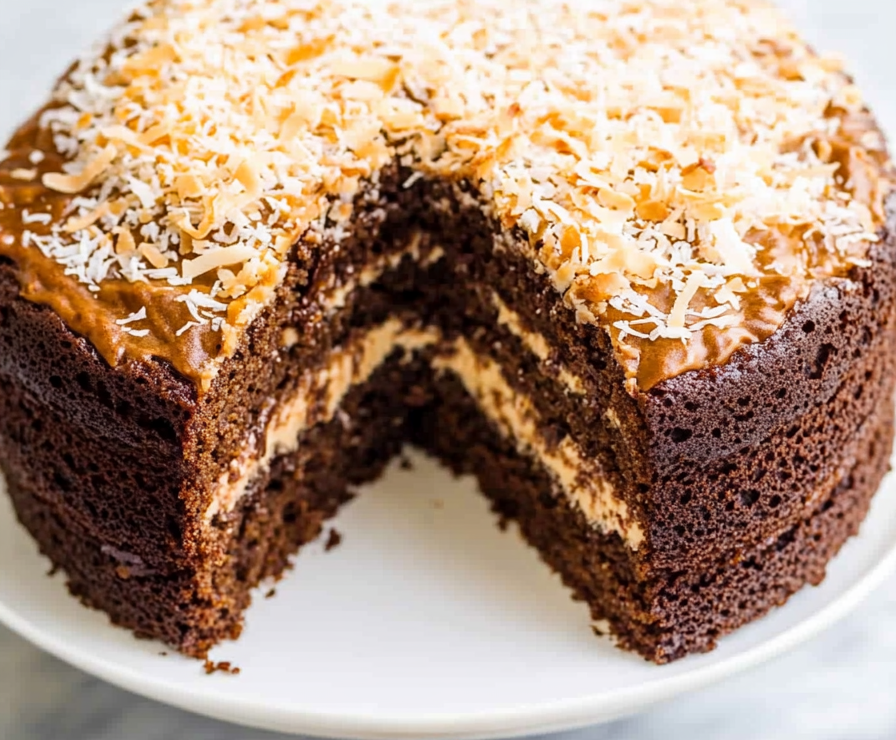 A delicious plate of German Chocolate Cake Recipe