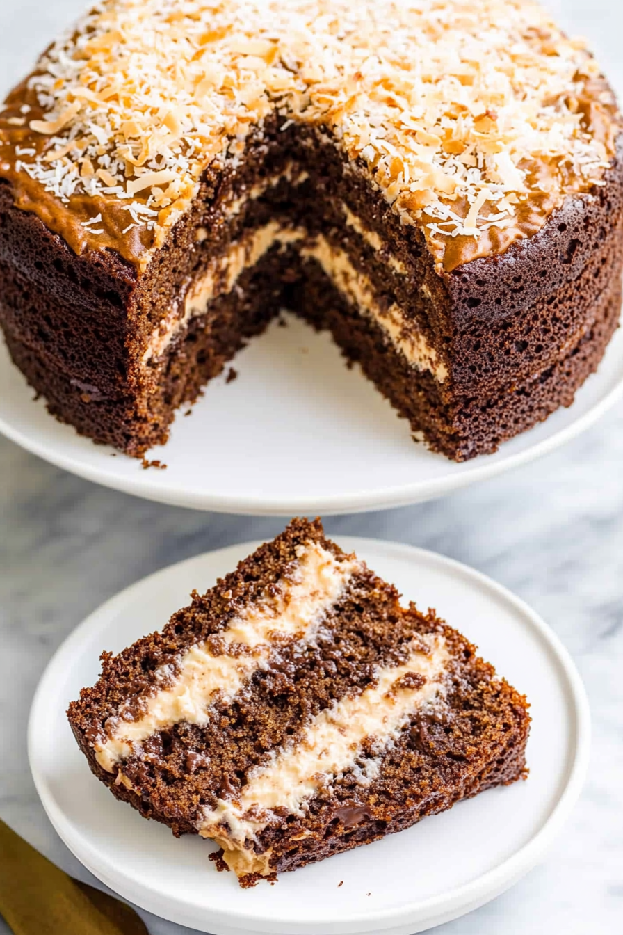 A delicious plate of German Chocolate Cake Recipe