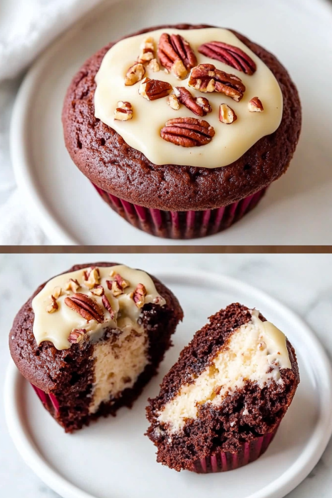 A delicious plate of German Chocolate Cupcakes