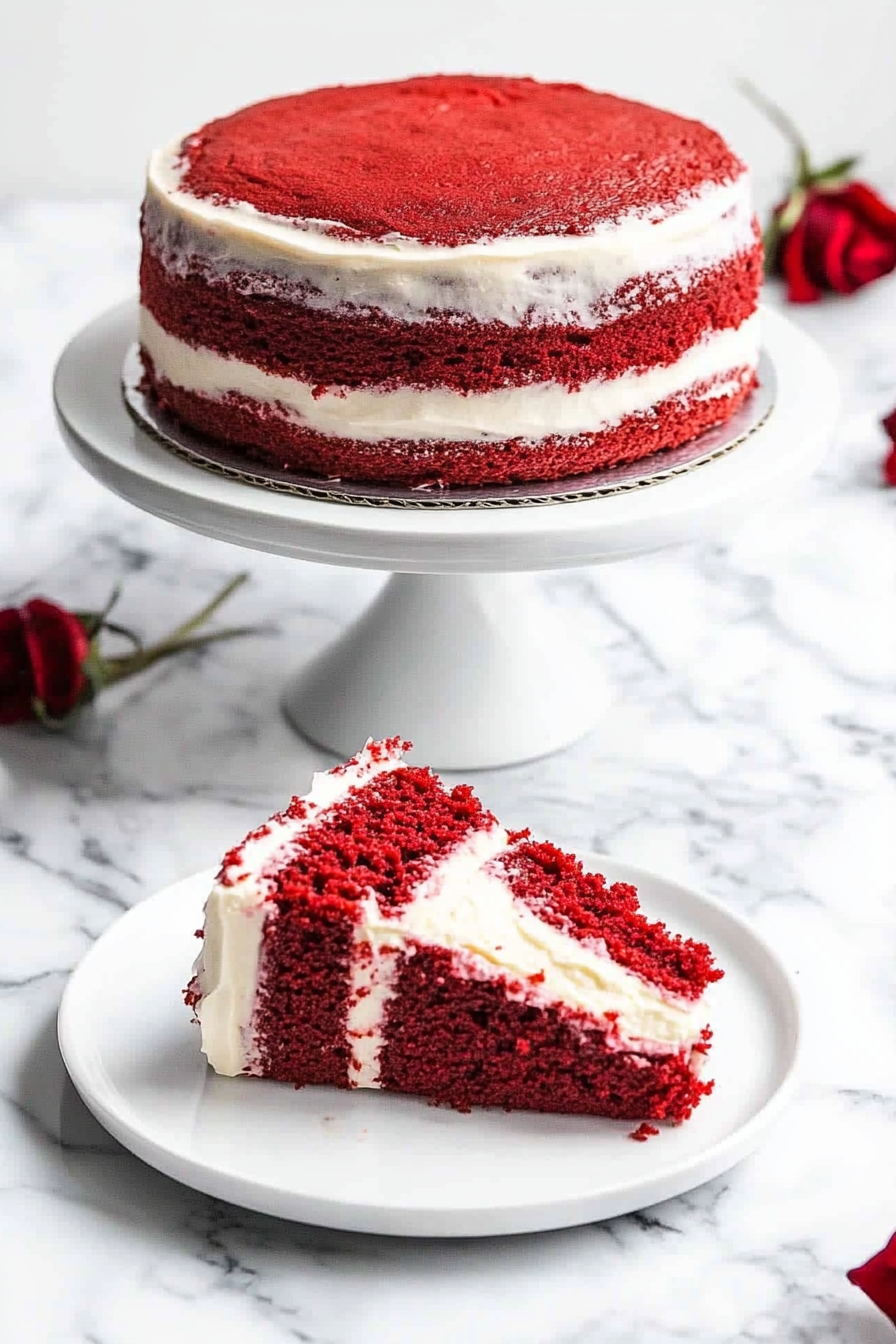 A delicious plate of Homemade Red Velvet Cake Recipe