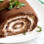 A delicious plate of Low Carb Chocolate Tiramisu Cake Roll