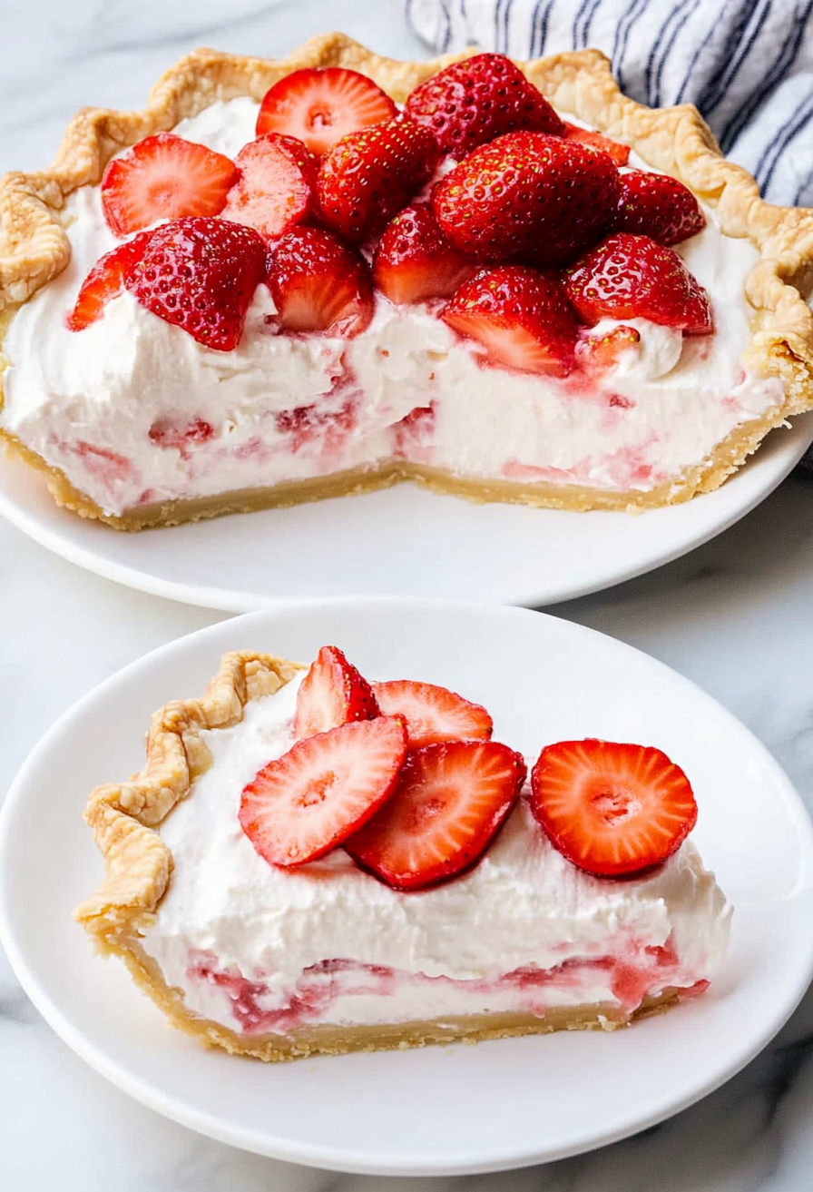A delicious plate of Low Carb No Bake Strawberry Cream Pie