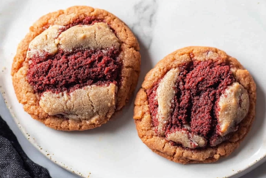 A delicious plate of Red Velvet Cake Mix Cookies