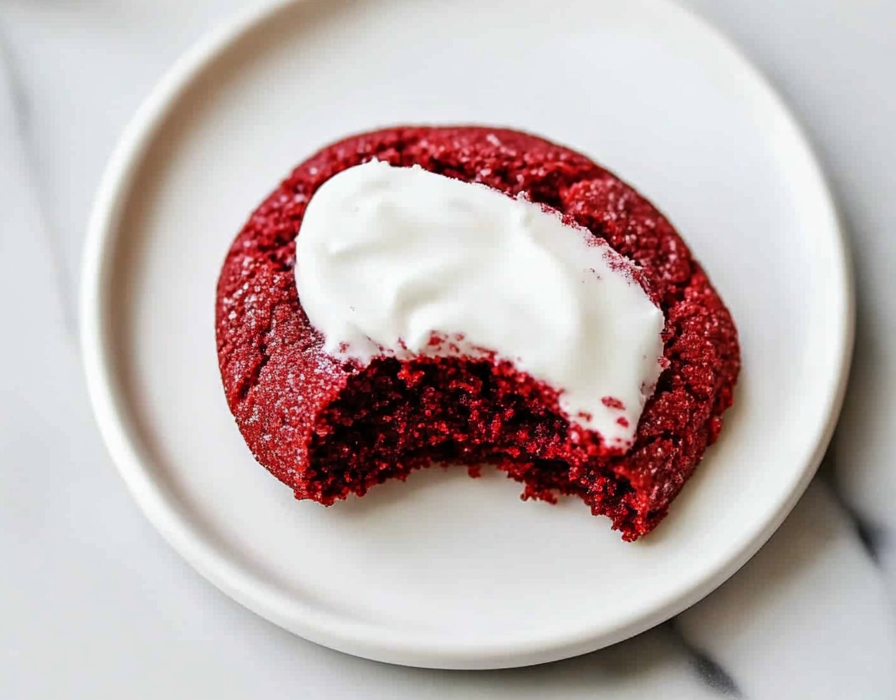A delicious plate of Red Velvet Cake Mix Crinkle Cookies