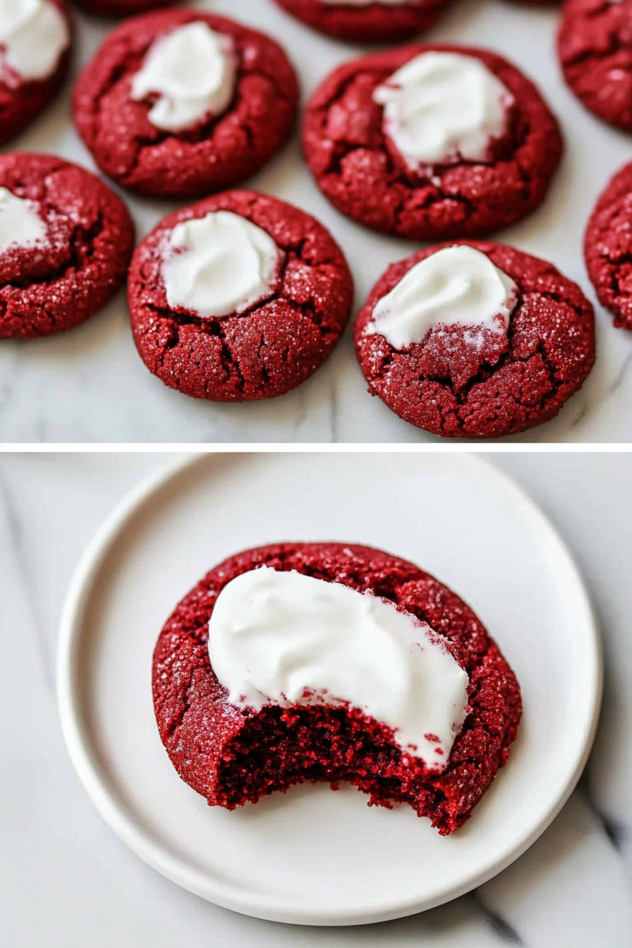 A delicious plate of Red Velvet Cake Mix Crinkle Cookies