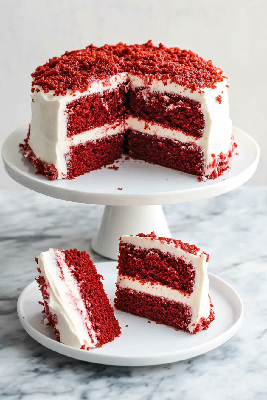 A delicious plate of Red Velvet Cake