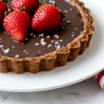 A delicious plate of Salted Chocolate Strawberry Tart