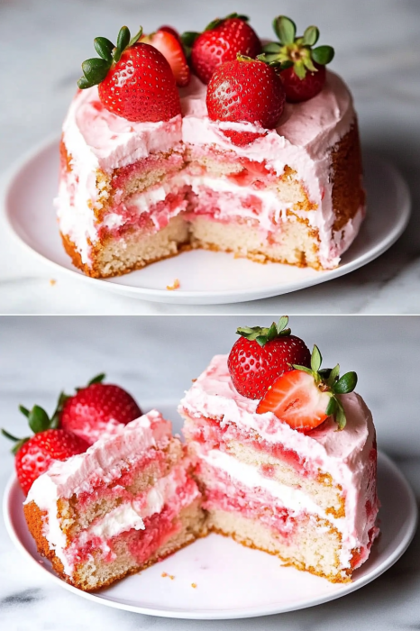 A delicious plate of Strawberry Cake Recipe – From Scratch