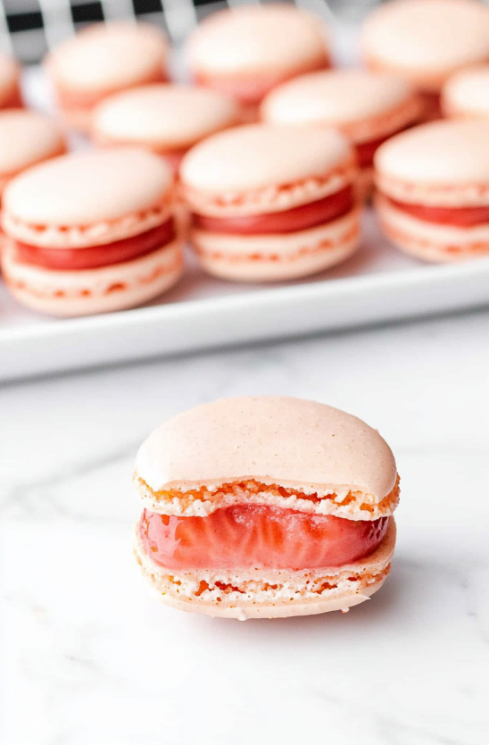 A delicious plate of Strawberry Macaron Recipe