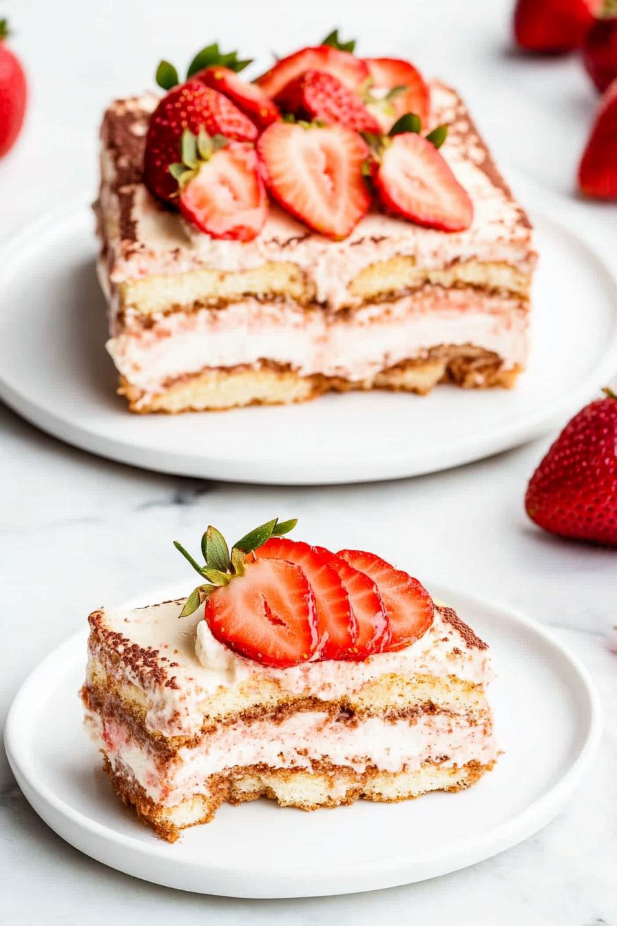 A delicious plate of Strawberry Tiramisu