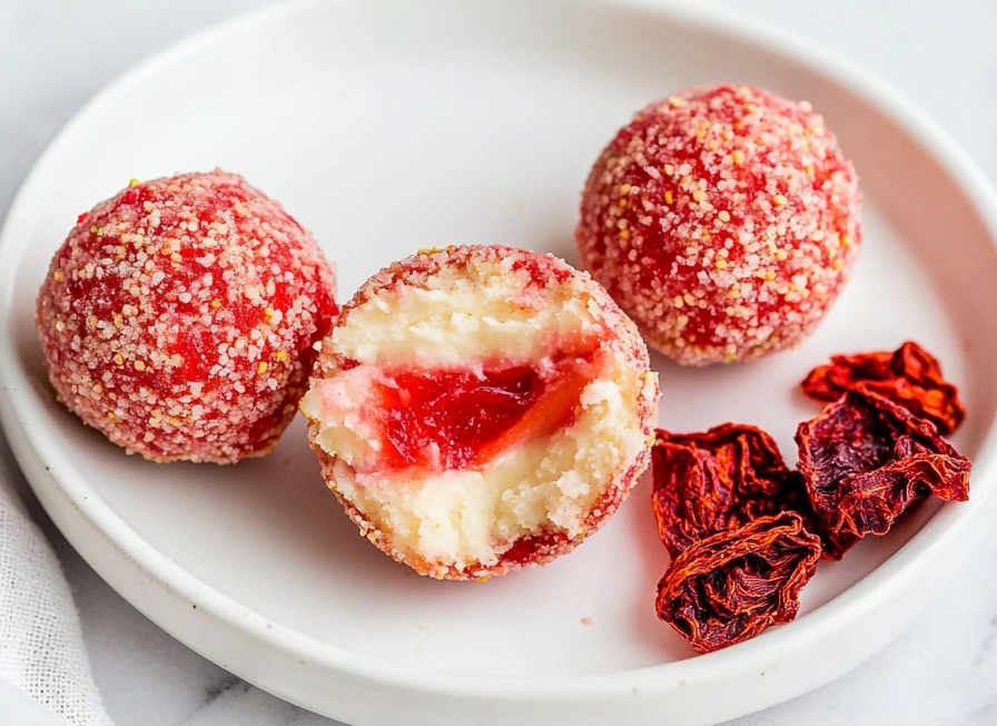 A delicious plate of Strawberry Truffles