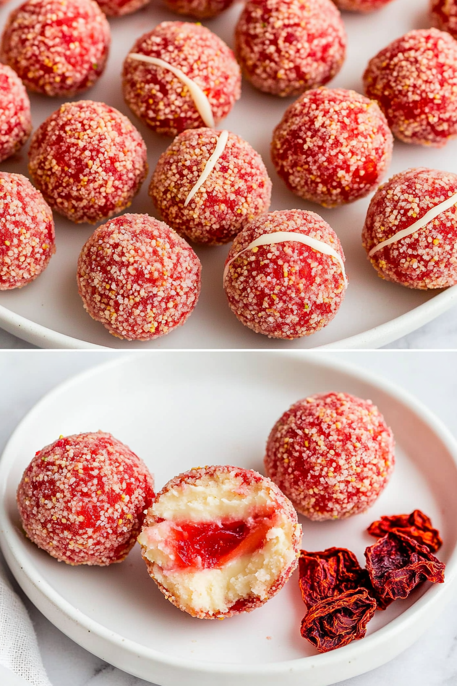A delicious plate of Strawberry Truffles