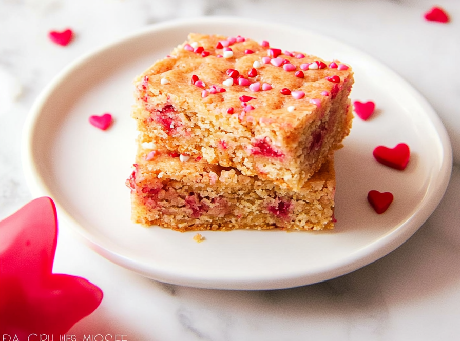 A delicious plate of Valentine Cake Mix Bars