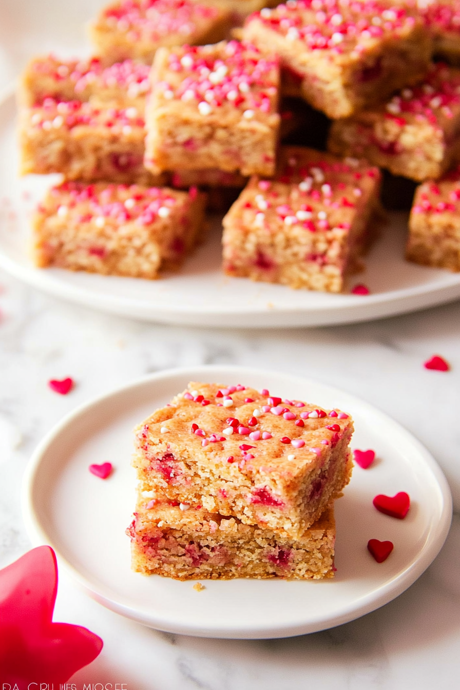 A delicious plate of Valentine Cake Mix Bars