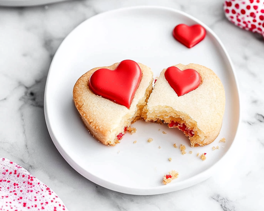 A delicious plate of Valentine Shortbread Cookies