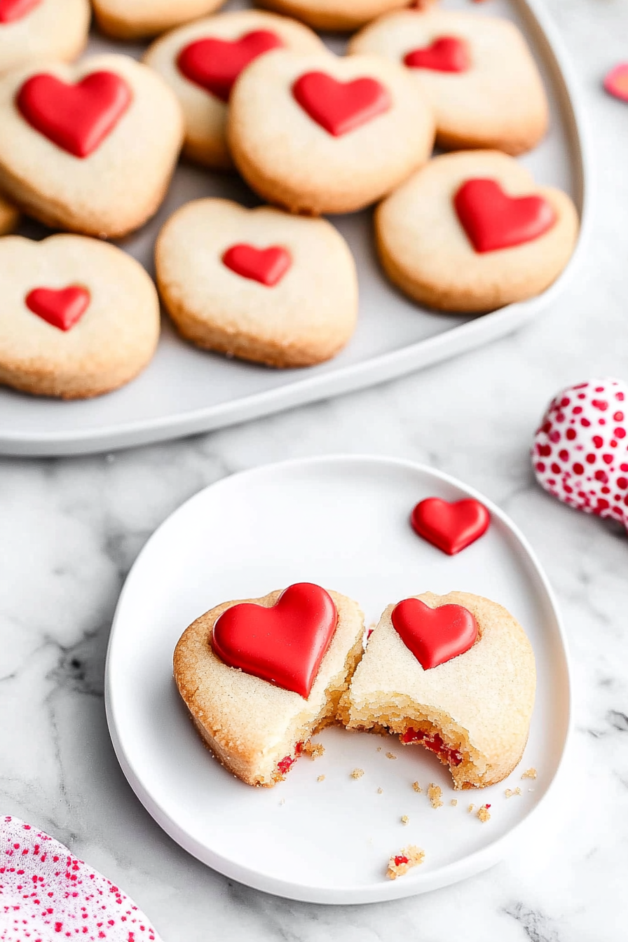 A delicious plate of Valentine Shortbread Cookies
