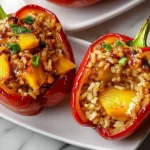 Teriyaki Pineapple Chicken & Rice Stuffed Peppers