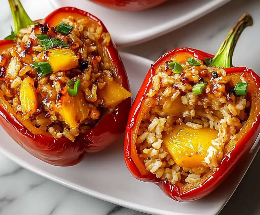 Teriyaki Pineapple Chicken & Rice Stuffed Peppers