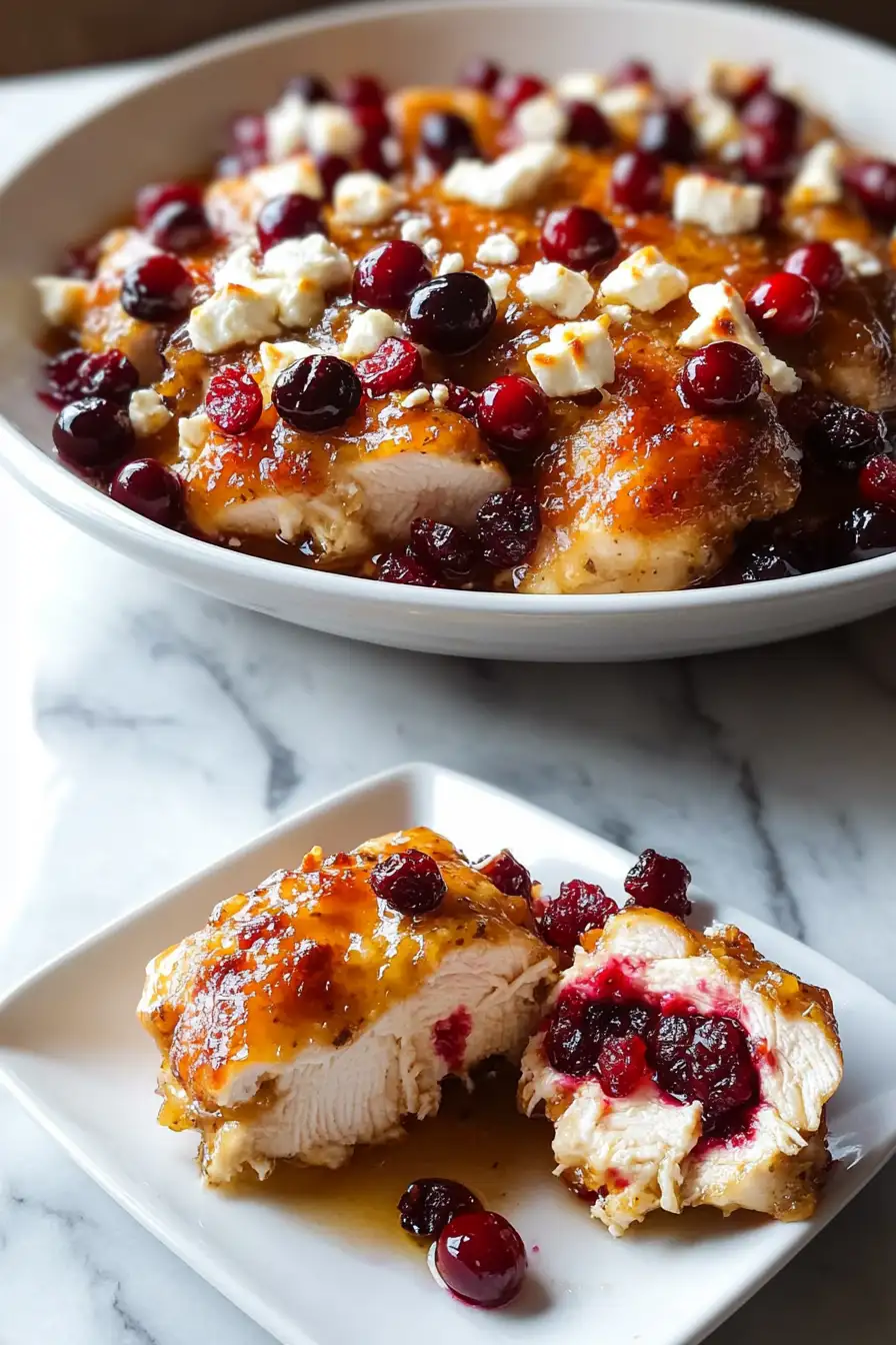 Honey Cranberry Chicken Bake with Feta Cheese