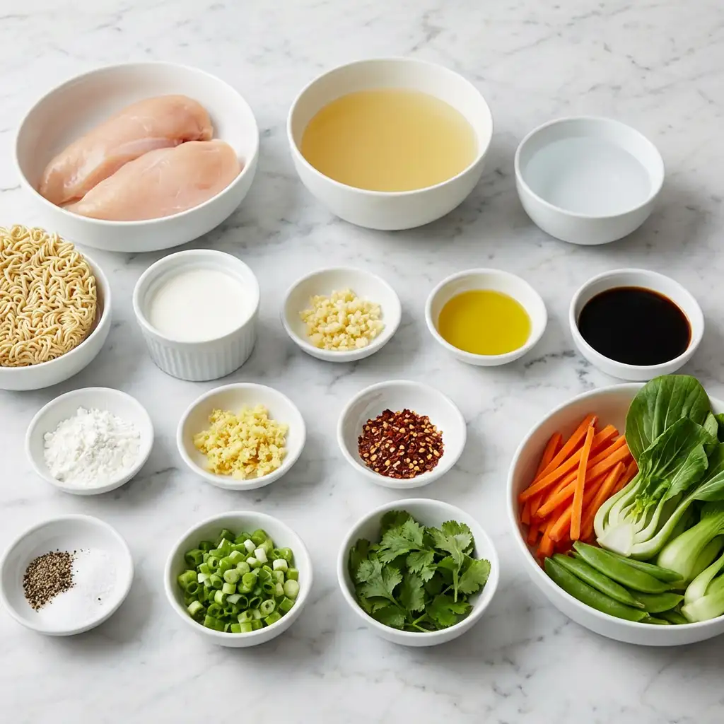 Ingredients for Creamy Garlic Chicken Ramen