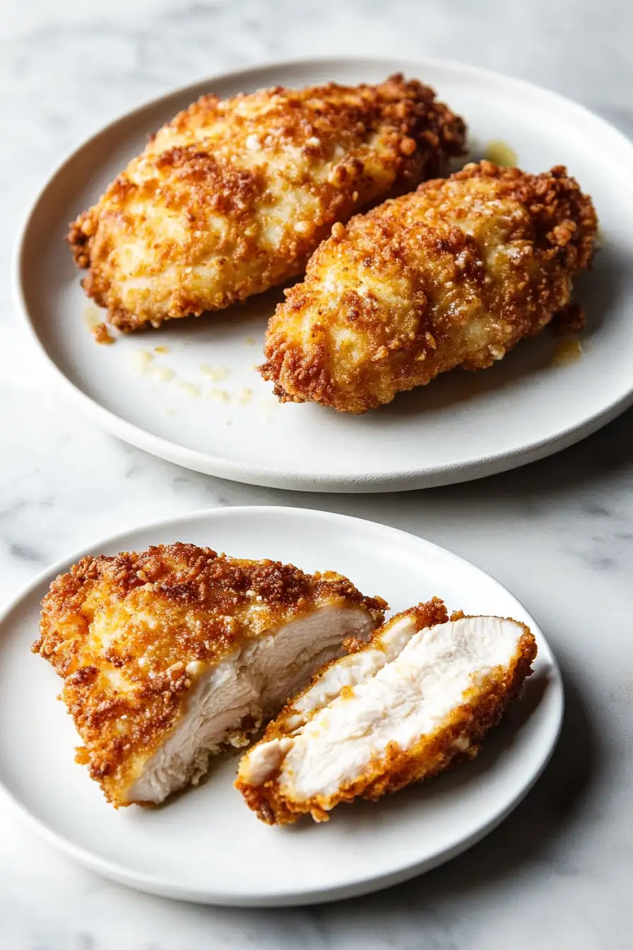 Crispy Parmesan Chicken with a Rich Garlic Sauce