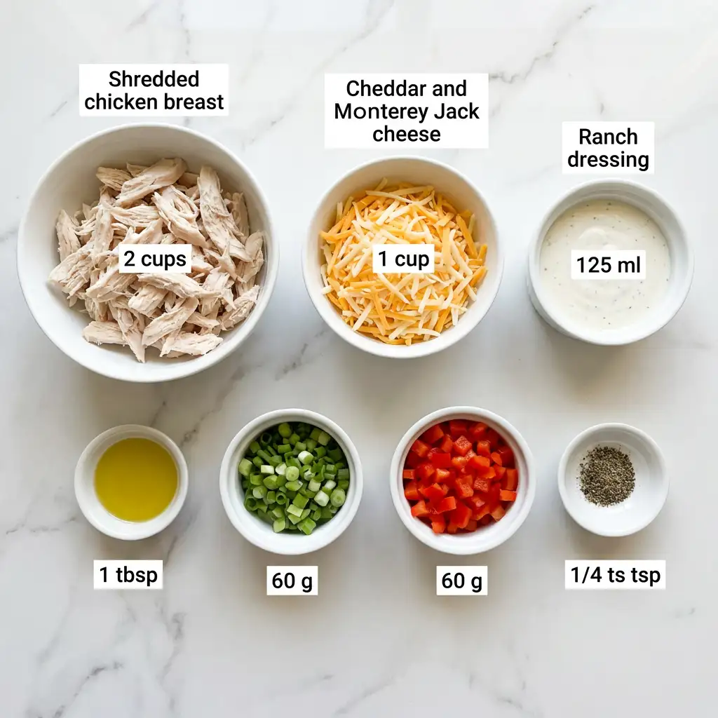 Ingredients for Chicken Ranch Quesadilla