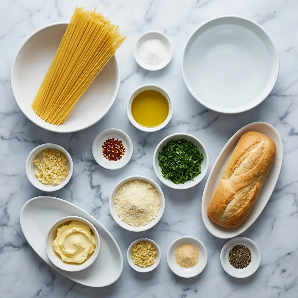 Ingredients for Spaghetti Garlic Bread