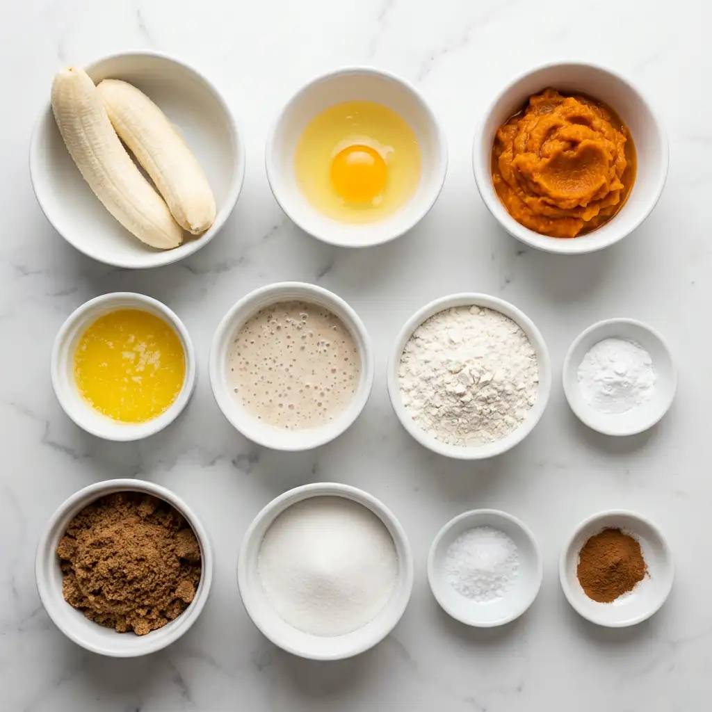 Ingredients for Sourdough Pumpkin Banana Bread