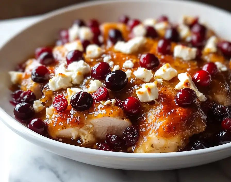 Honey Cranberry Chicken Bake with Feta Cheese