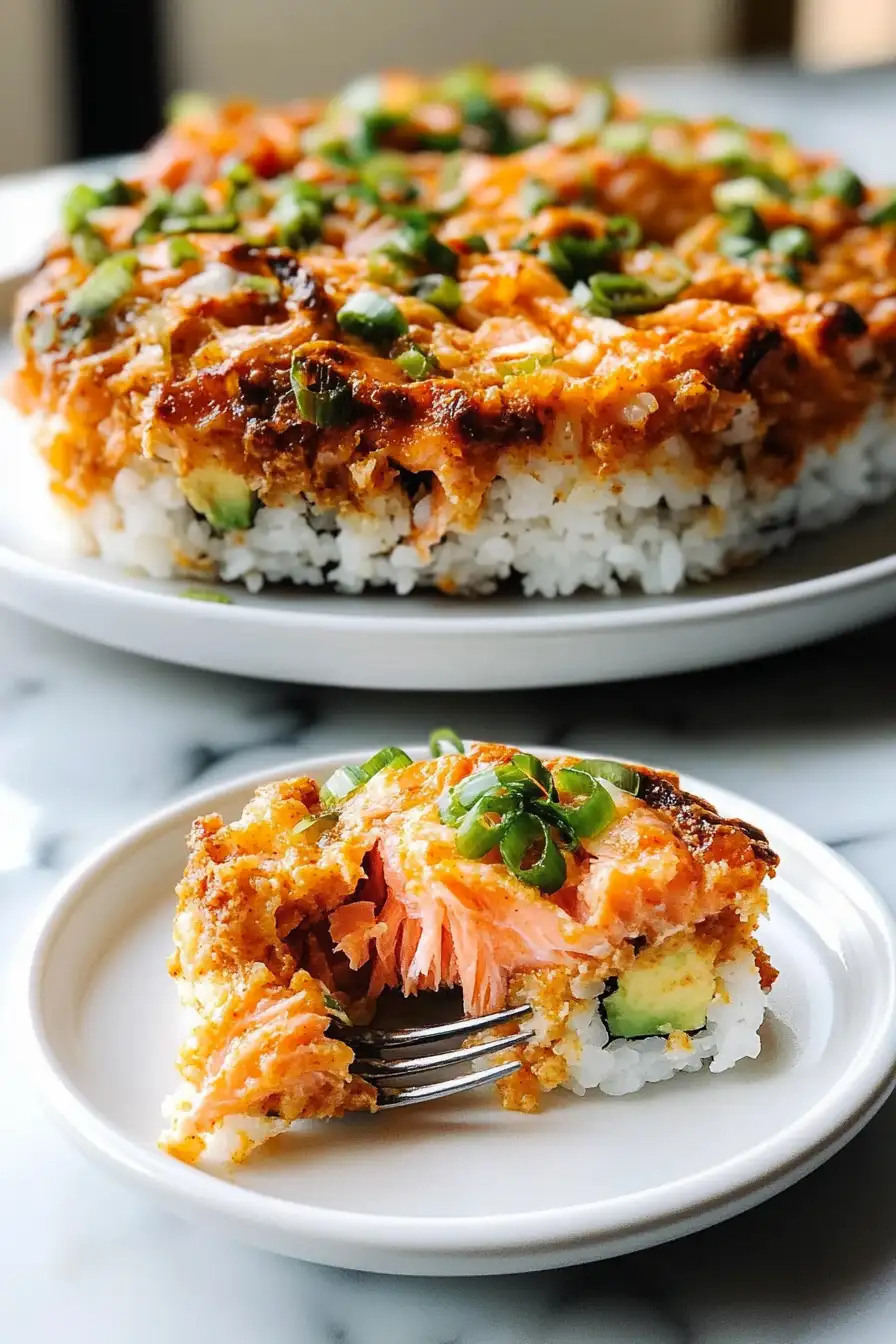 Spicy Salmon Sushi Bake