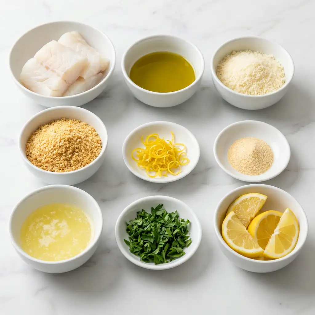 Ingredients for Crispy Air Fryer Parmesan Crusted Cod